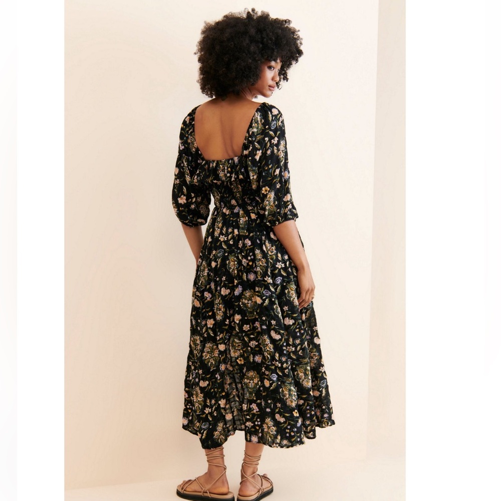 Free People Oasis Floral Printed Midi Dress in Black $168 - Picture 4 of 8
